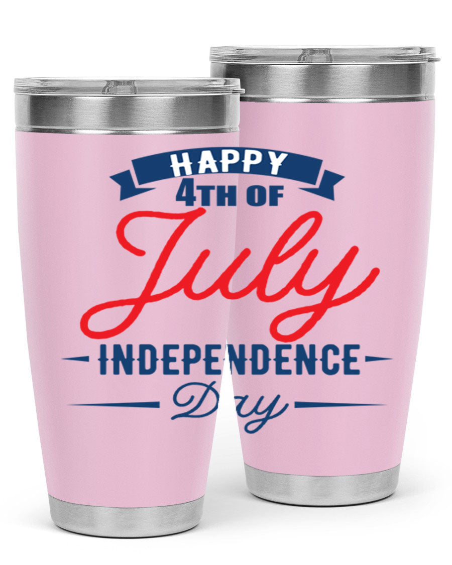 A stylish 4th July design tumbler featuring a double wall vacuum stainless steel construction, perfect for hot and cold beverages.