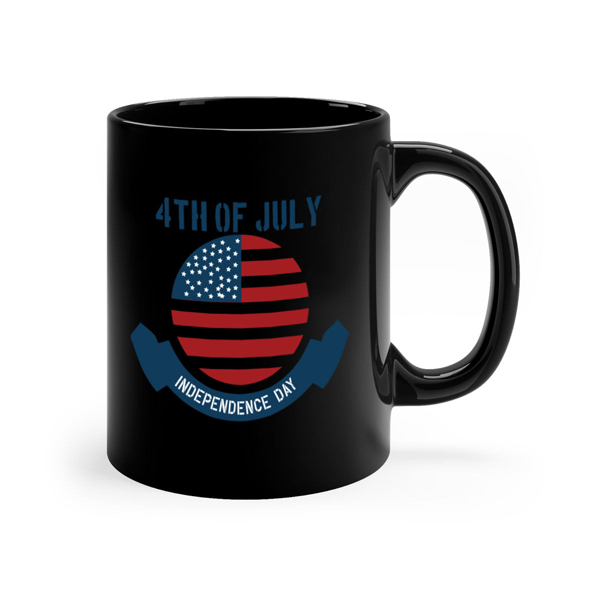 A stylish 4th of July mug featuring a two-tone design with a colored handle and glossy finish, perfect for coffee or tea.