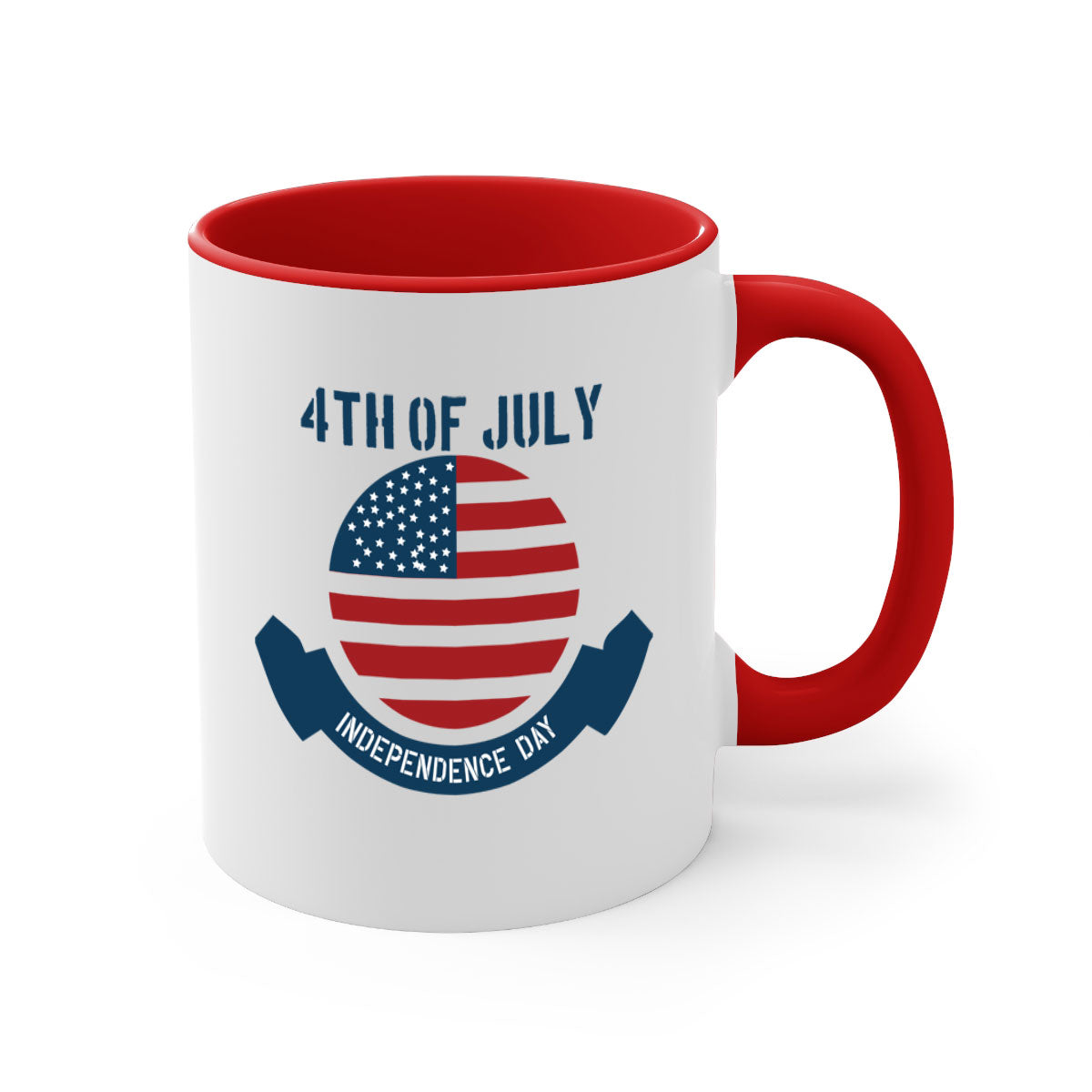 A stylish 4th of July mug featuring a two-tone design with a colored handle and glossy finish, perfect for coffee or tea.