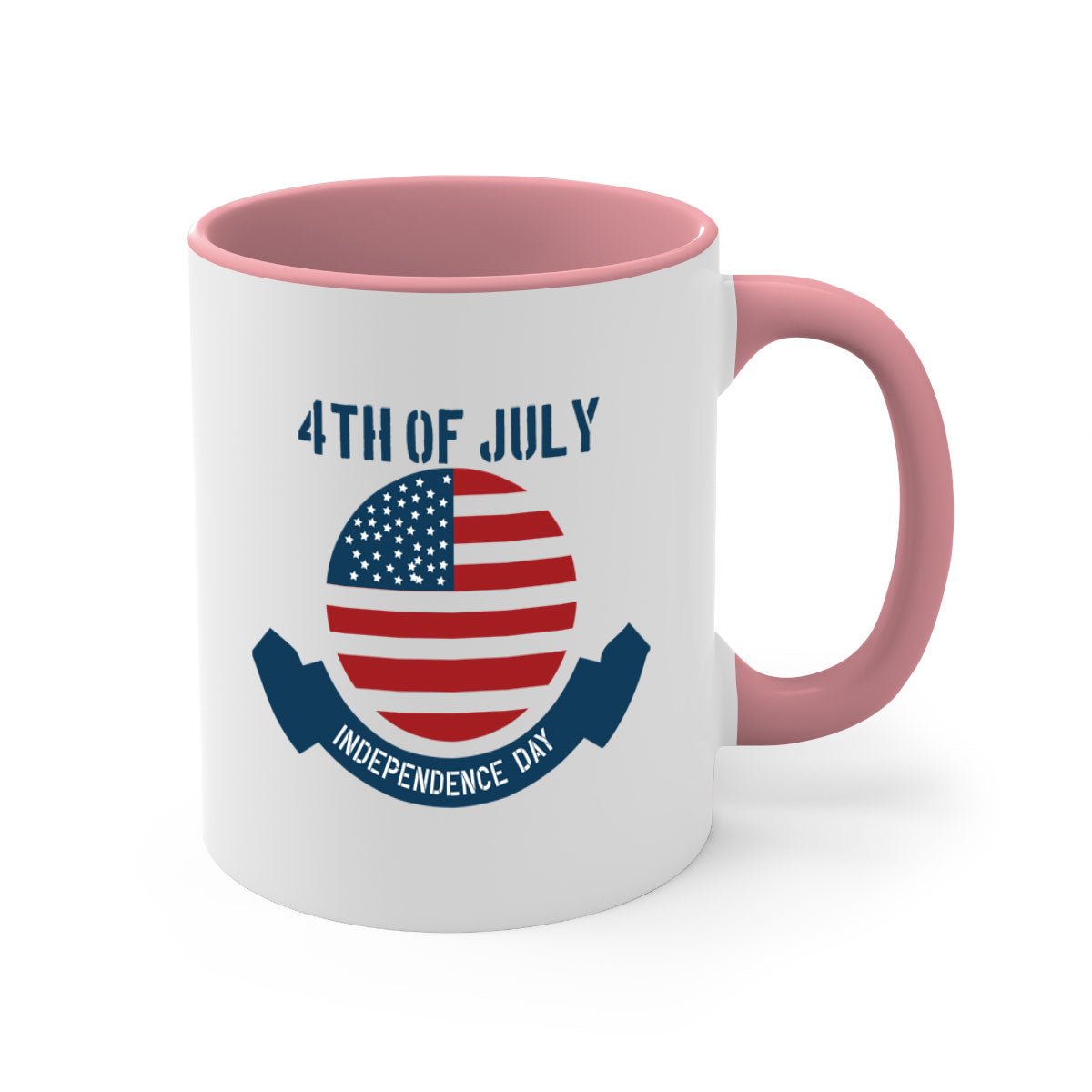 A stylish 4th of July mug featuring a two-tone design with a colored handle and glossy finish, perfect for coffee or tea.