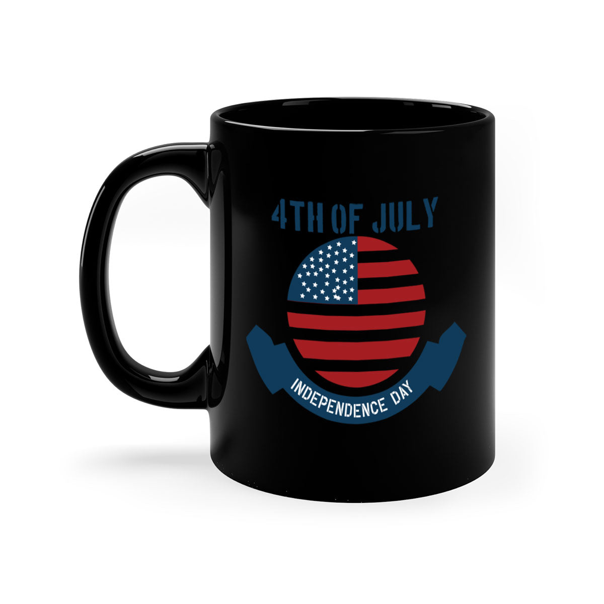 A stylish 4th of July mug featuring a two-tone design with a colored handle and glossy finish, perfect for coffee or tea.