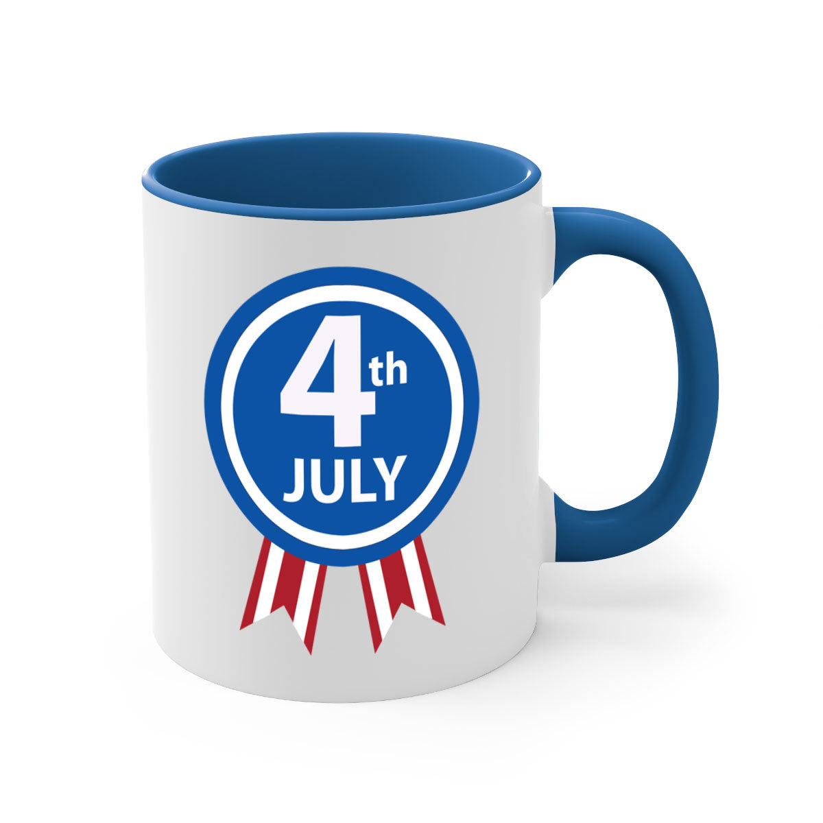 4th July Design Style 64# Mug with colorful handle and glossy finish, perfect for coffee or tea.