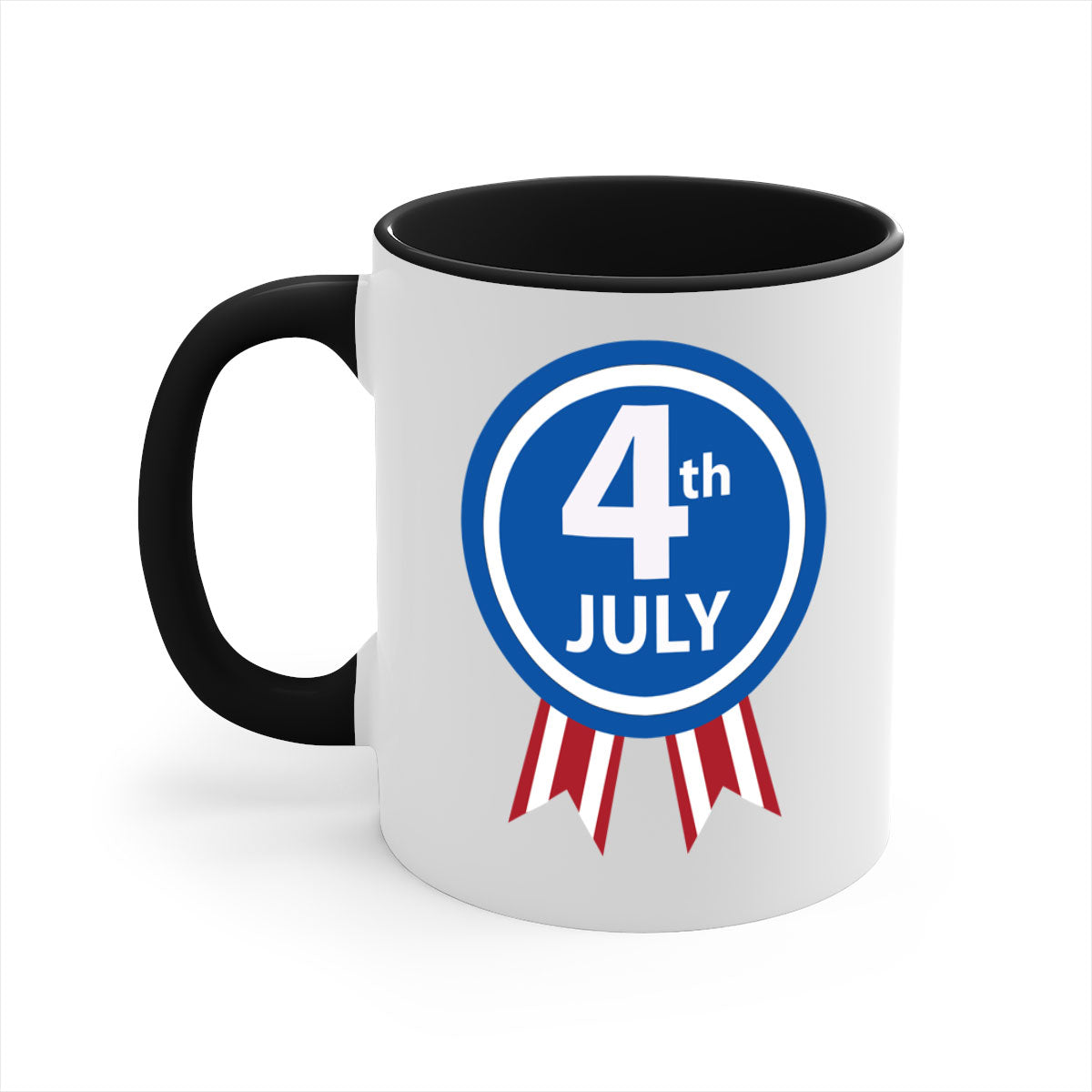 4th July Design Style 64# Mug with colorful handle and glossy finish, perfect for coffee or tea.