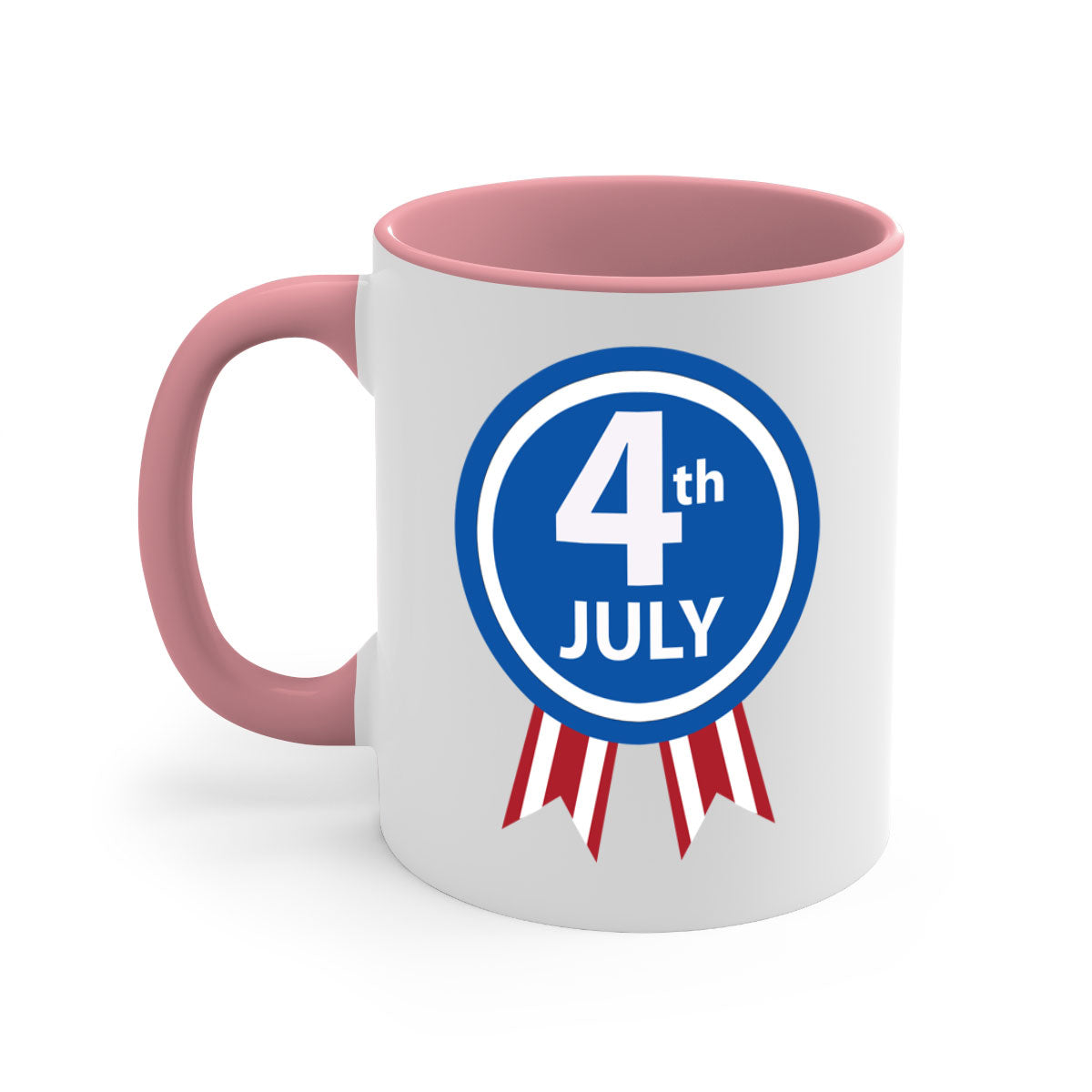 4th July Design Style 64# Mug with colorful handle and glossy finish, perfect for coffee or tea.