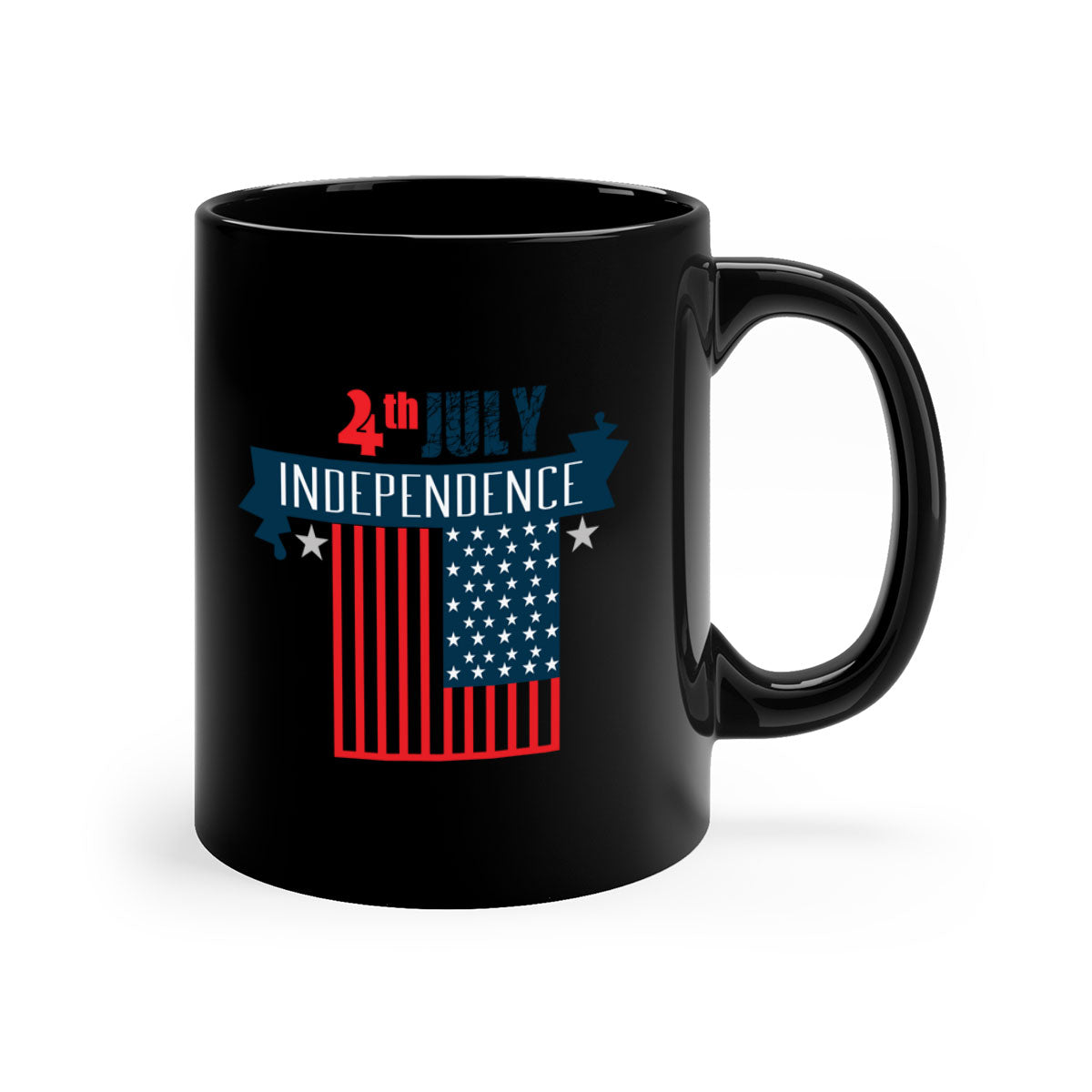 A stylish two-tone 4th July Independent Style Mug with a glossy finish, featuring a colored handle and interior, perfect for coffee or tea.