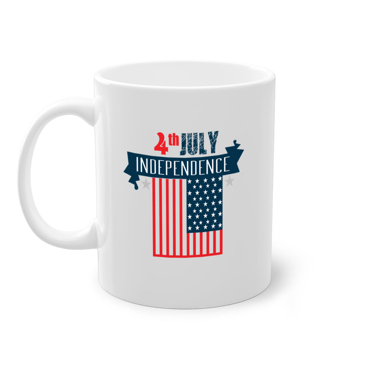 A stylish two-tone 4th July Independent Style Mug with a glossy finish, featuring a colored handle and interior, perfect for coffee or tea.