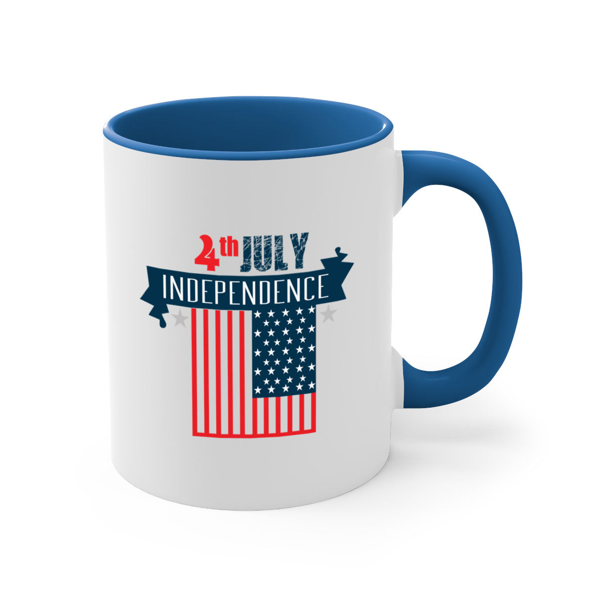 A stylish two-tone 4th July Independent Style Mug with a glossy finish, featuring a colored handle and interior, perfect for coffee or tea.