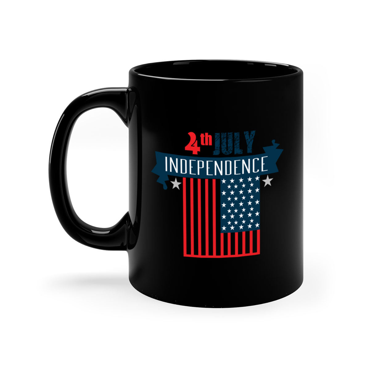 A stylish two-tone 4th July Independent Style Mug with a glossy finish, featuring a colored handle and interior, perfect for coffee or tea.