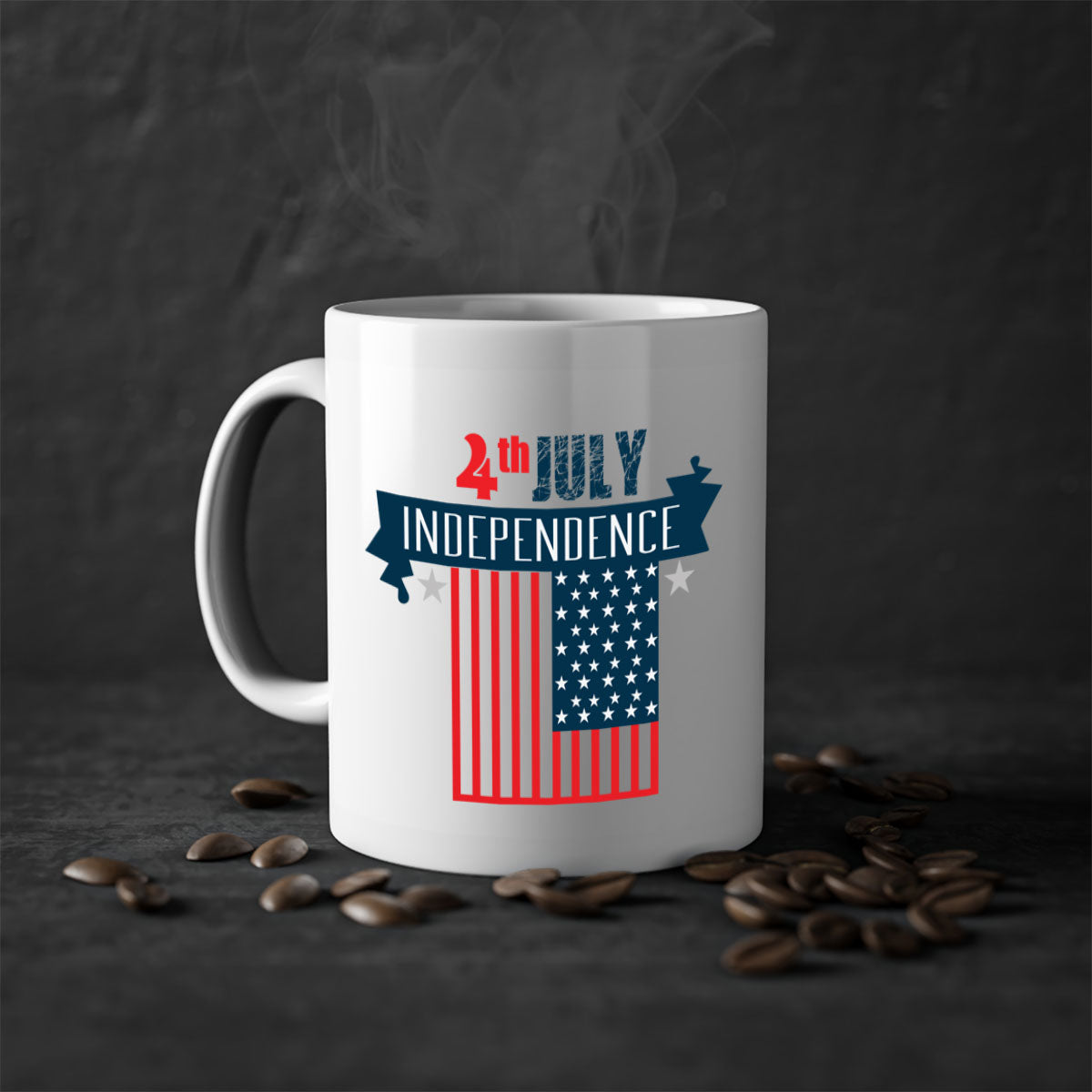A stylish two-tone 4th July Independent Style Mug with a glossy finish, featuring a colored handle and interior, perfect for coffee or tea.