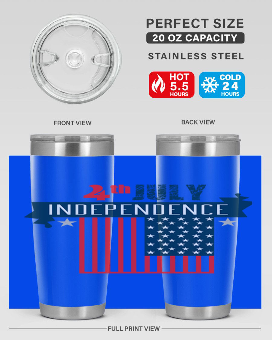 A stylish 4th July tumbler featuring a double wall vacuum stainless steel design, perfect for keeping drinks hot or cold.
