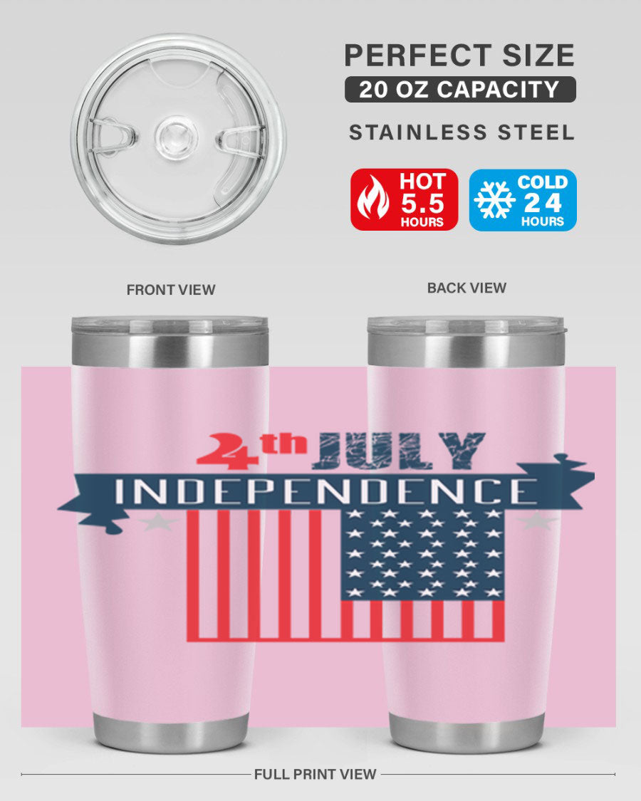 A stylish 4th July tumbler featuring a double wall vacuum stainless steel design, perfect for keeping drinks hot or cold.