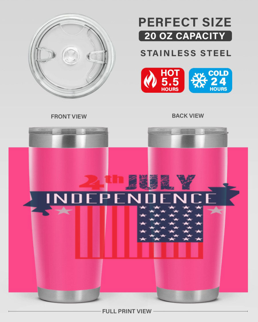 A stylish 4th July tumbler featuring a double wall vacuum stainless steel design, perfect for keeping drinks hot or cold.