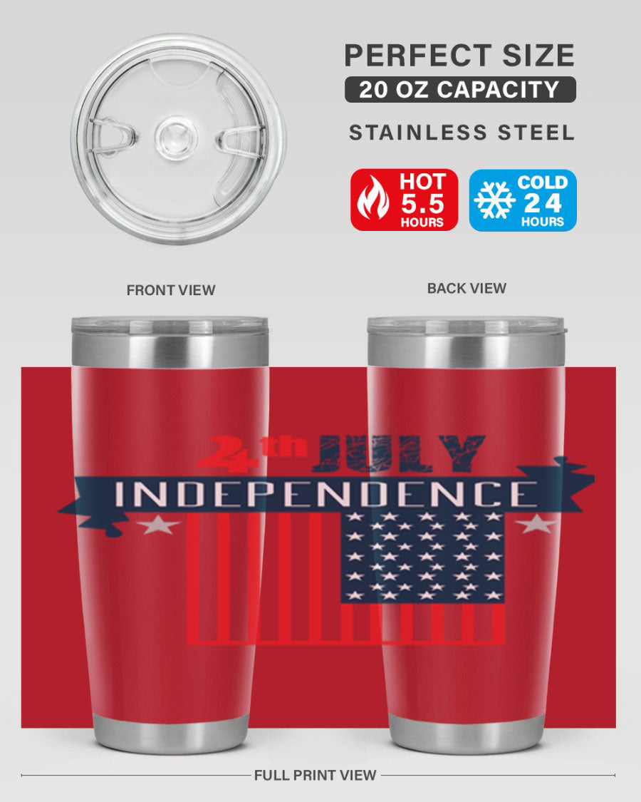 A stylish 4th July tumbler featuring a double wall vacuum stainless steel design, perfect for keeping drinks hot or cold.