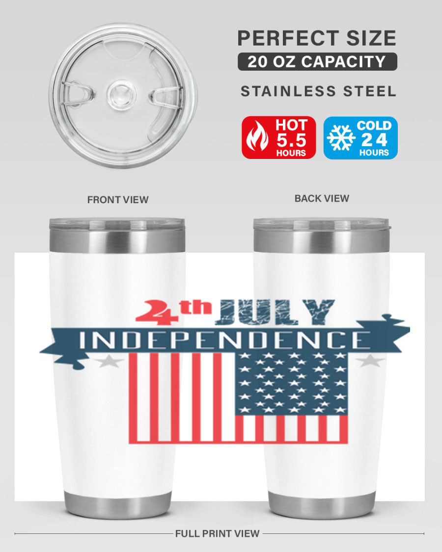 A stylish 4th July tumbler featuring a double wall vacuum stainless steel design, perfect for keeping drinks hot or cold.
