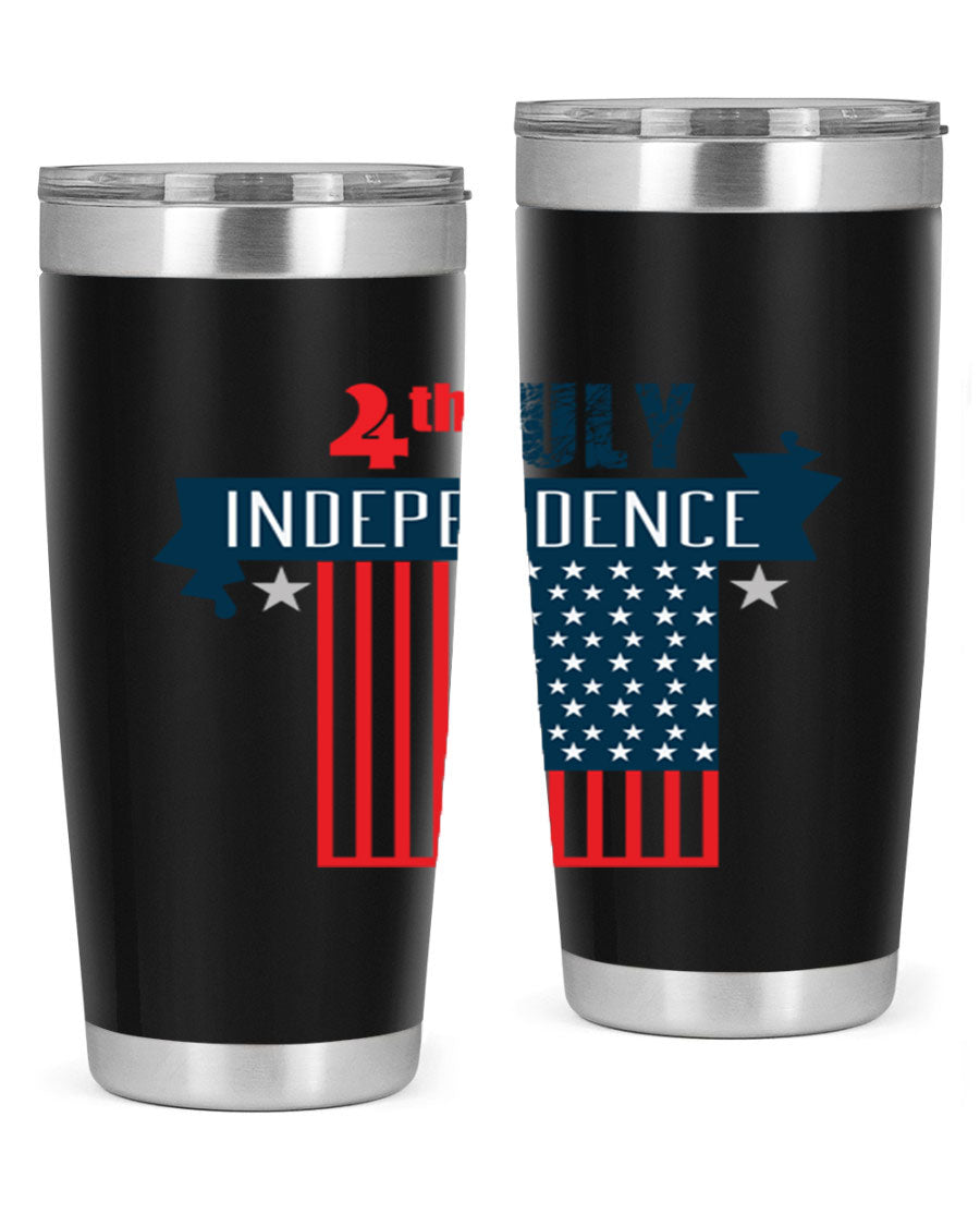 A stylish 4th July tumbler featuring a double wall vacuum stainless steel design, perfect for keeping drinks hot or cold.