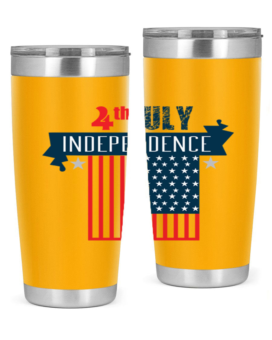 A stylish 4th July tumbler featuring a double wall vacuum stainless steel design, perfect for keeping drinks hot or cold.