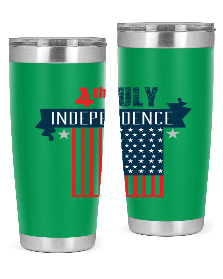 A stylish 4th July tumbler featuring a double wall vacuum stainless steel design, perfect for keeping drinks hot or cold.