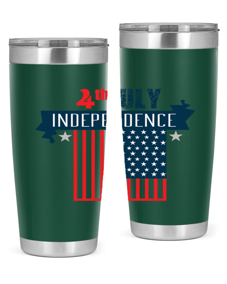 A stylish 4th July tumbler featuring a double wall vacuum stainless steel design, perfect for keeping drinks hot or cold.
