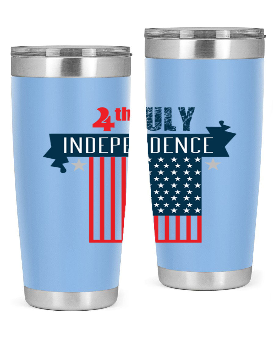 A stylish 4th July tumbler featuring a double wall vacuum stainless steel design, perfect for keeping drinks hot or cold.
