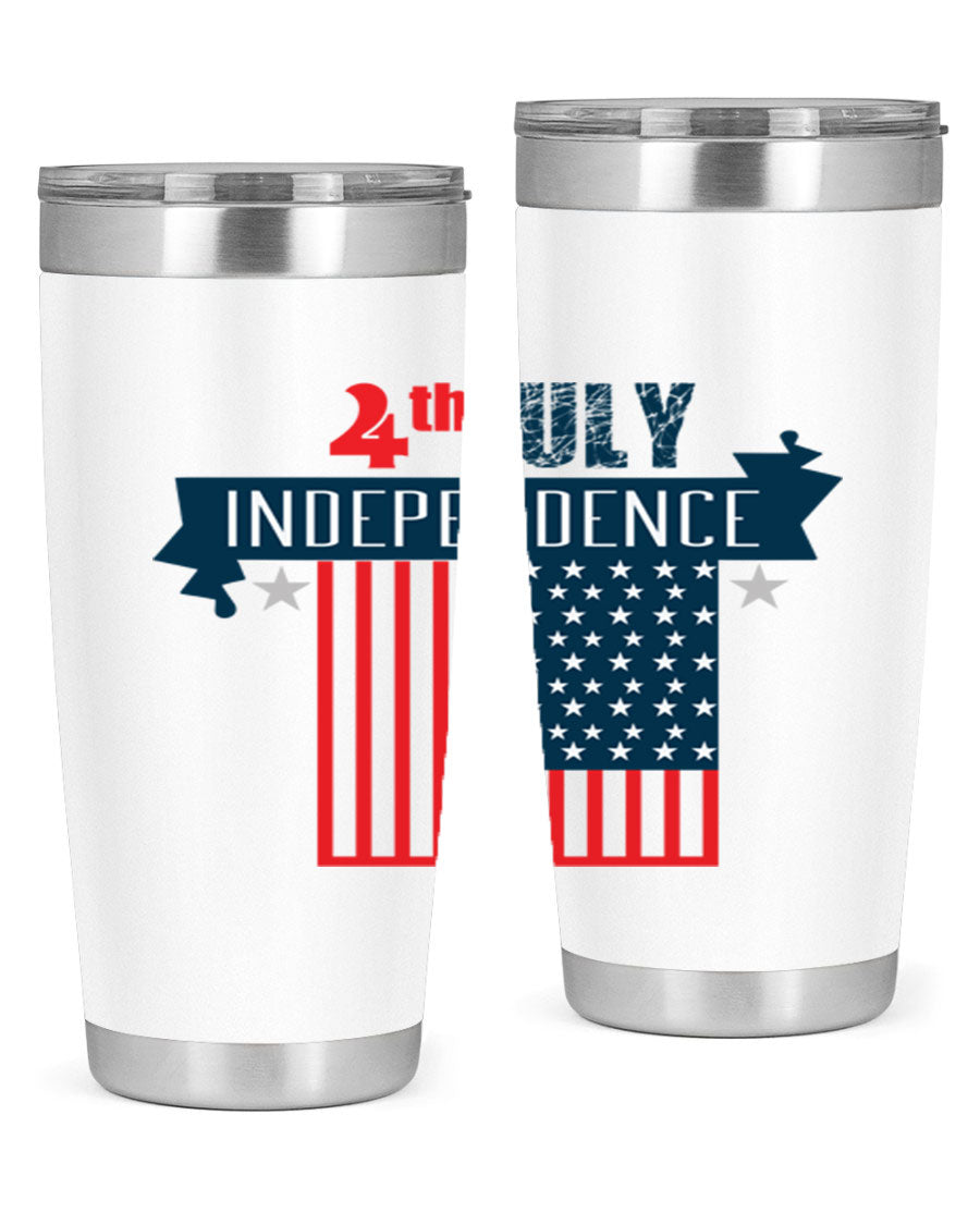 A stylish 4th July tumbler featuring a double wall vacuum stainless steel design, perfect for keeping drinks hot or cold.
