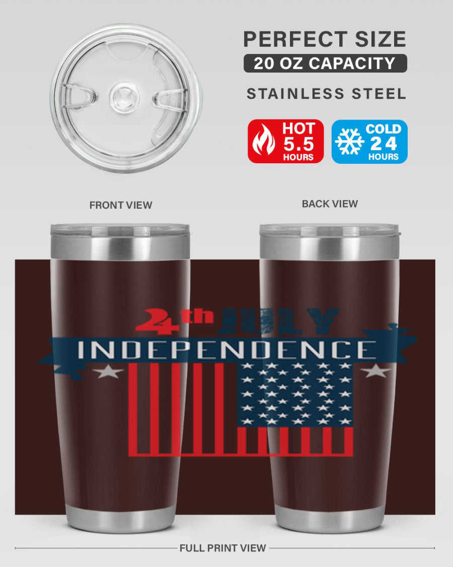 A stylish 4th July tumbler featuring a double wall vacuum stainless steel design, perfect for keeping drinks hot or cold.