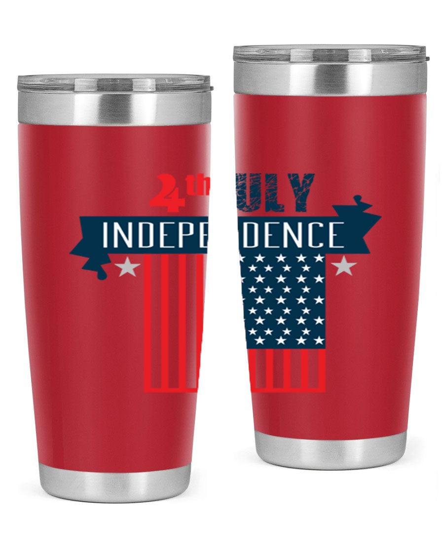 A stylish 4th July tumbler featuring a double wall vacuum stainless steel design, perfect for keeping drinks hot or cold.