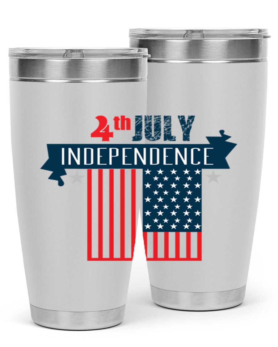 A stylish 4th July tumbler featuring a double wall vacuum stainless steel design, perfect for keeping drinks hot or cold.
