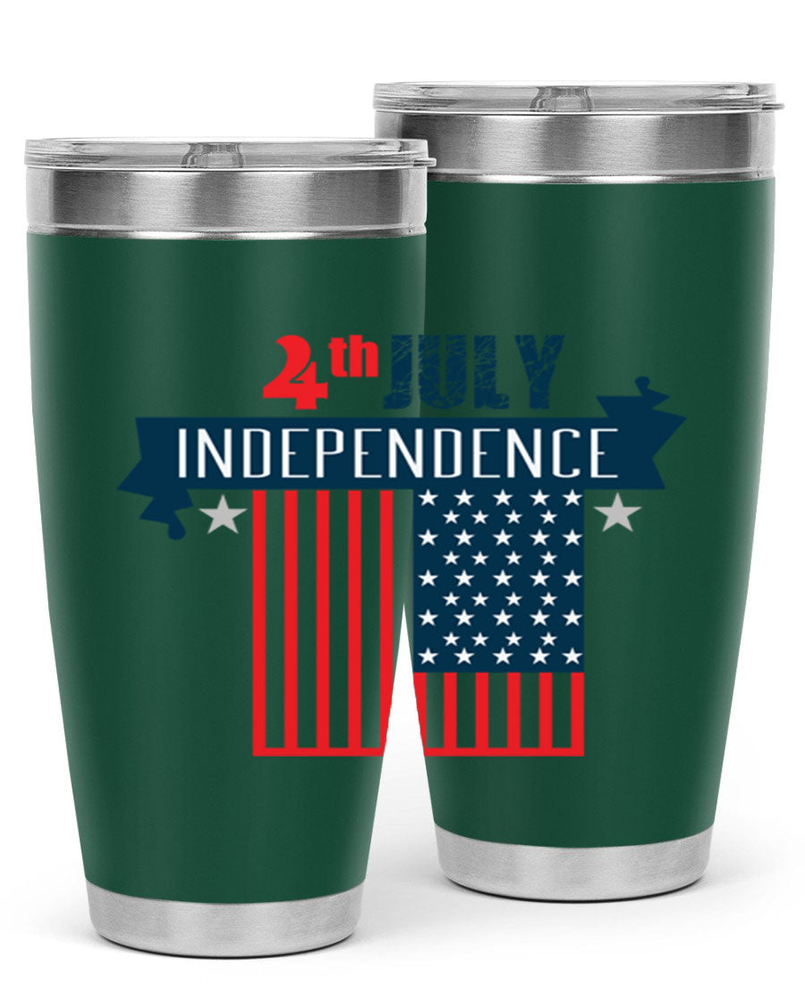 A stylish 4th July tumbler featuring a double wall vacuum stainless steel design, perfect for keeping drinks hot or cold.