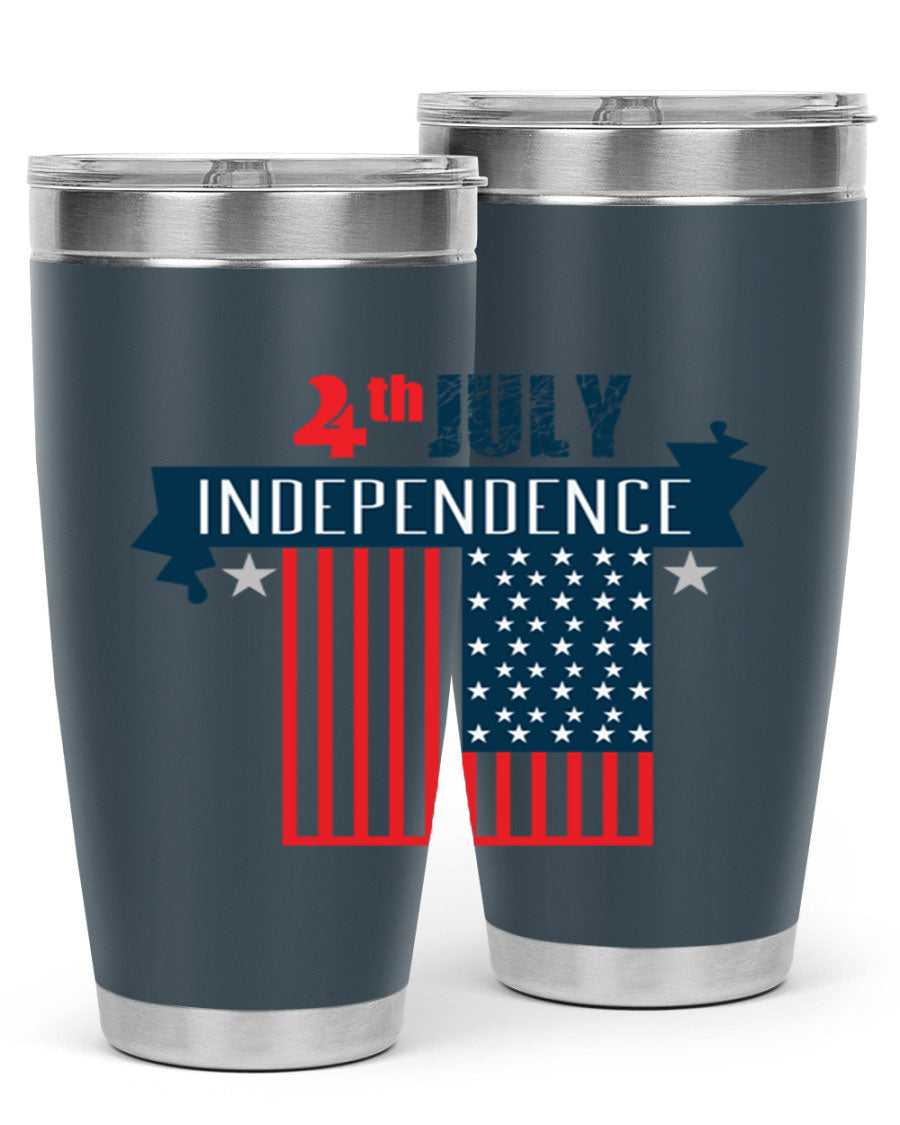 A stylish 4th July tumbler featuring a double wall vacuum stainless steel design, perfect for keeping drinks hot or cold.