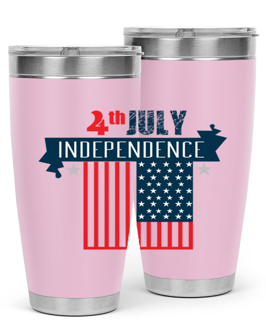 A stylish 4th July tumbler featuring a double wall vacuum stainless steel design, perfect for keeping drinks hot or cold.