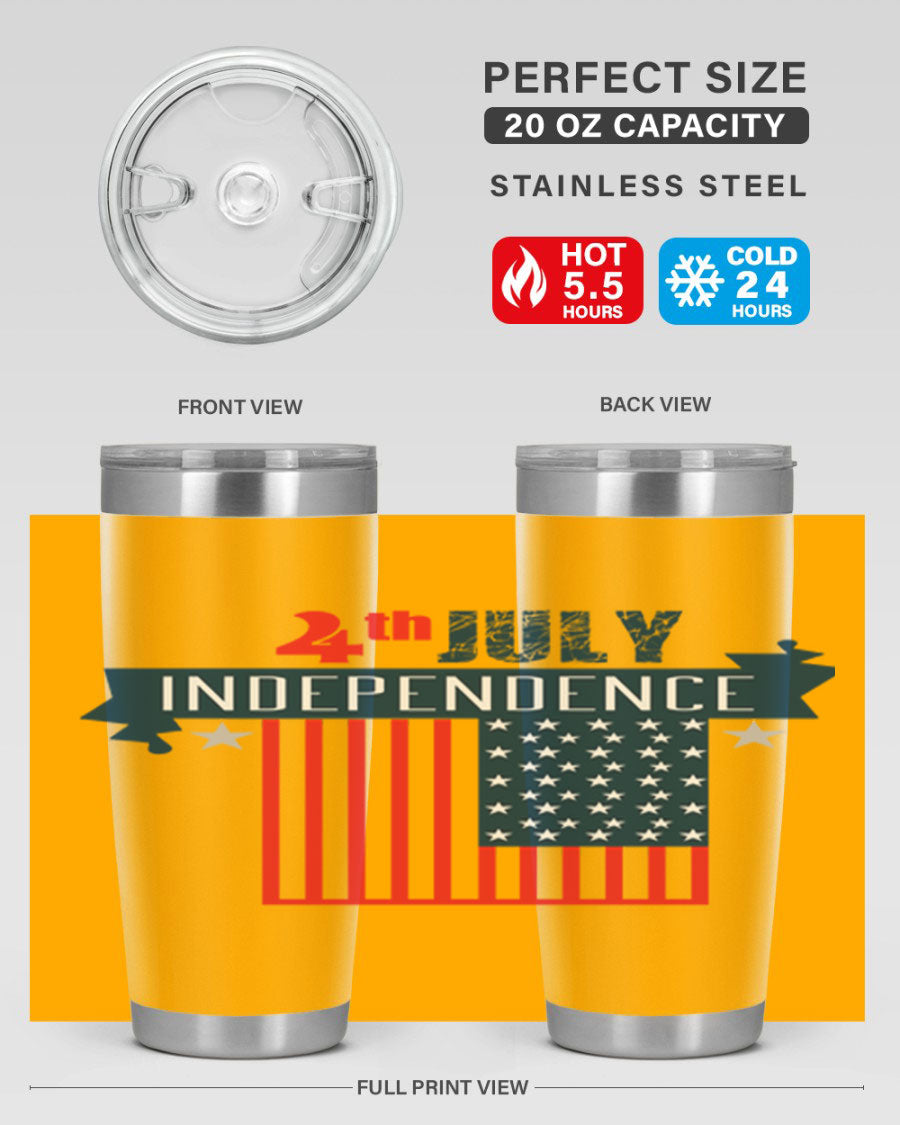 A stylish 4th July tumbler featuring a double wall vacuum stainless steel design, perfect for keeping drinks hot or cold.