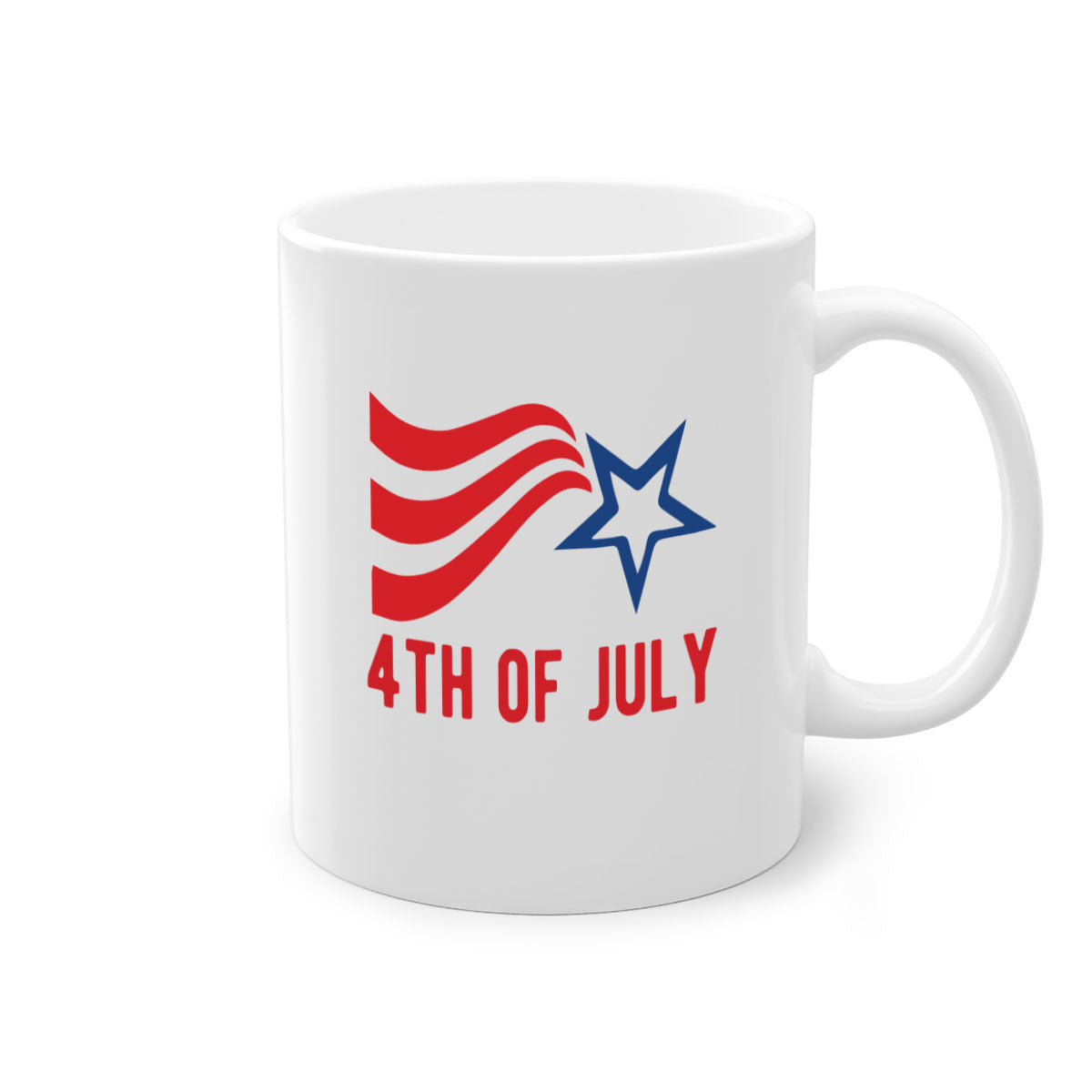 A stylish two-tone 4th of July mug with a glossy finish, featuring a colored handle and interior, perfect for coffee or tea.