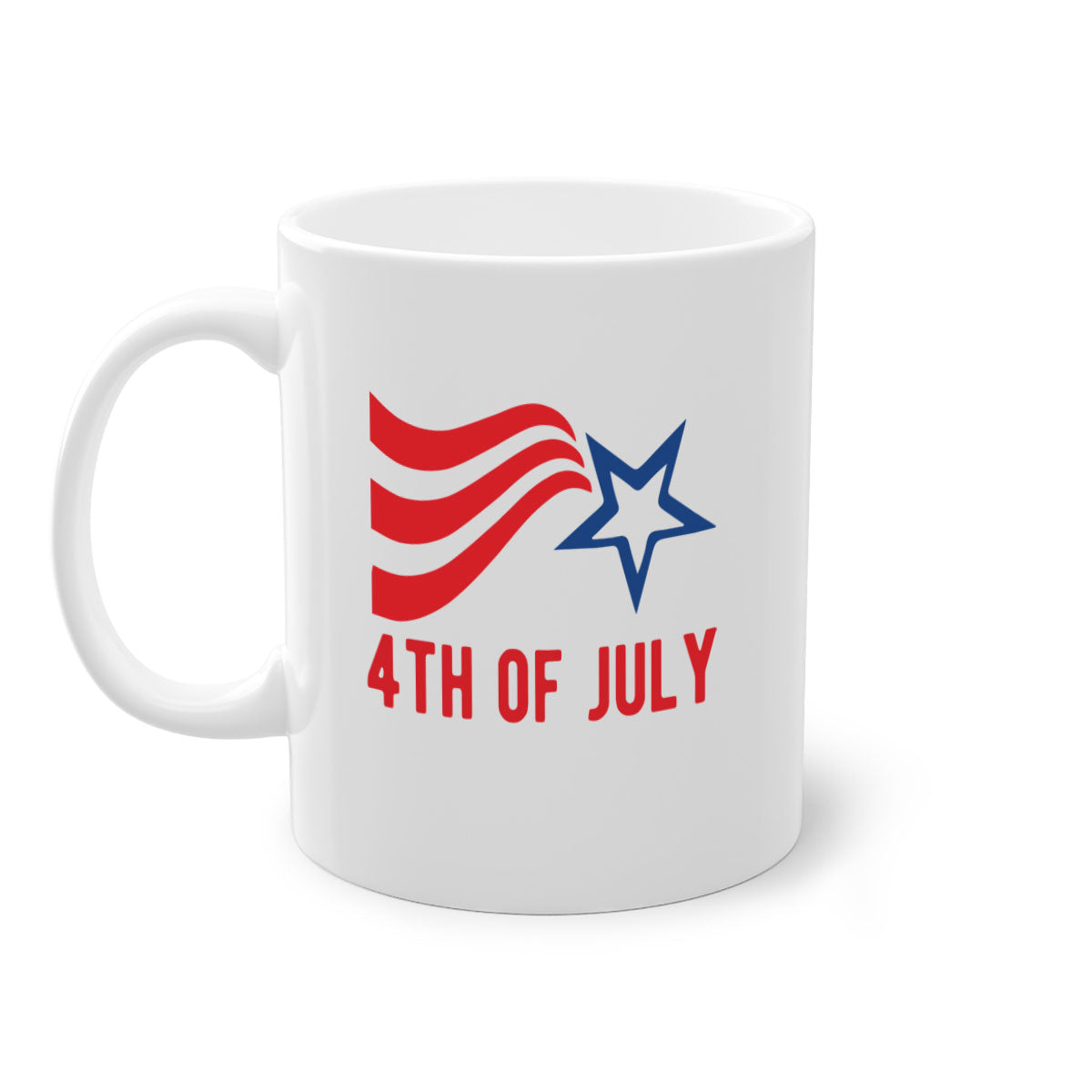 A stylish two-tone 4th of July mug with a glossy finish, featuring a colored handle and interior, perfect for coffee or tea.