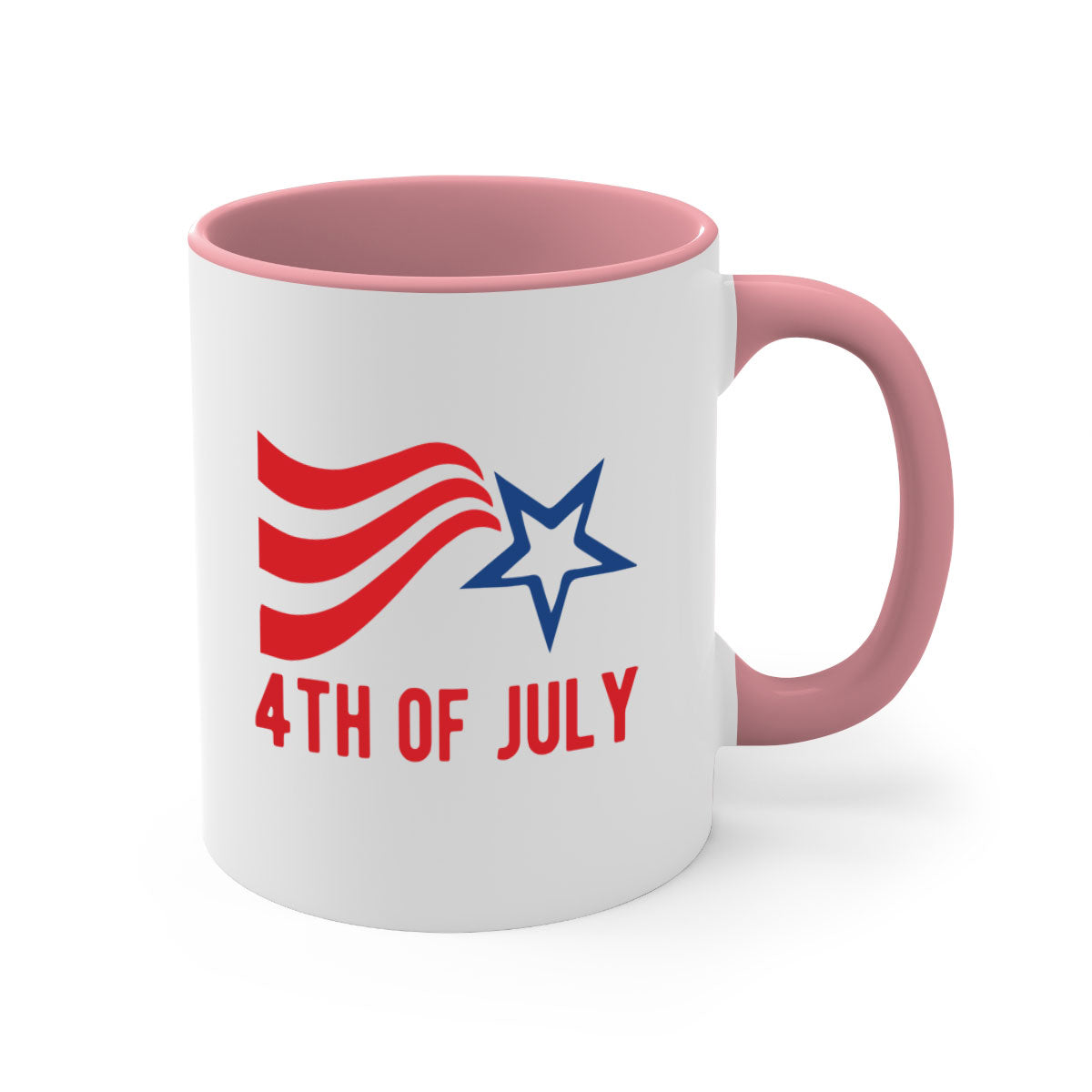 A stylish two-tone 4th of July mug with a glossy finish, featuring a colored handle and interior, perfect for coffee or tea.