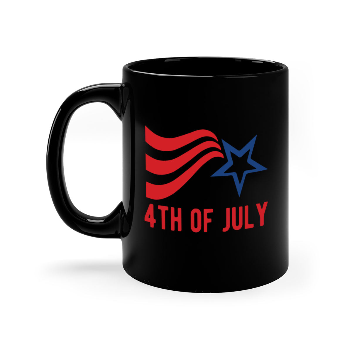 A stylish two-tone 4th of July mug with a glossy finish, featuring a colored handle and interior, perfect for coffee or tea.
