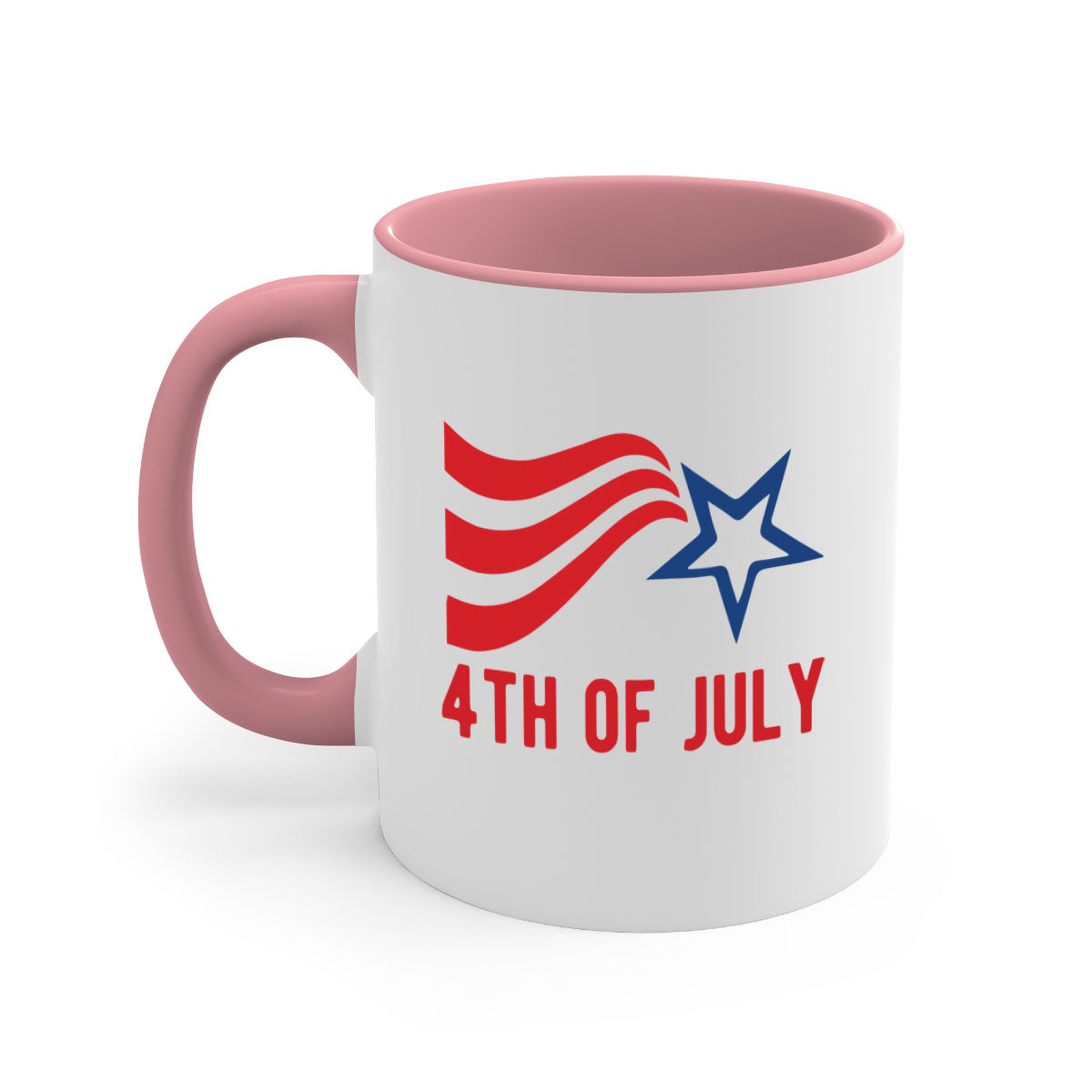 A stylish two-tone 4th of July mug with a glossy finish, featuring a colored handle and interior, perfect for coffee or tea.