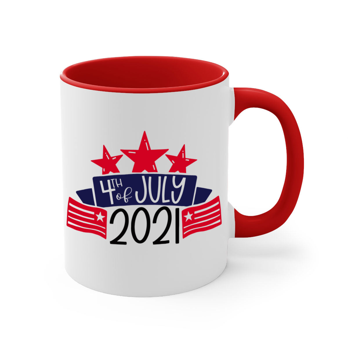A vibrant two-tone 4th Of July Mug with a glossy finish, featuring a colored handle and interior, available in multiple colors.