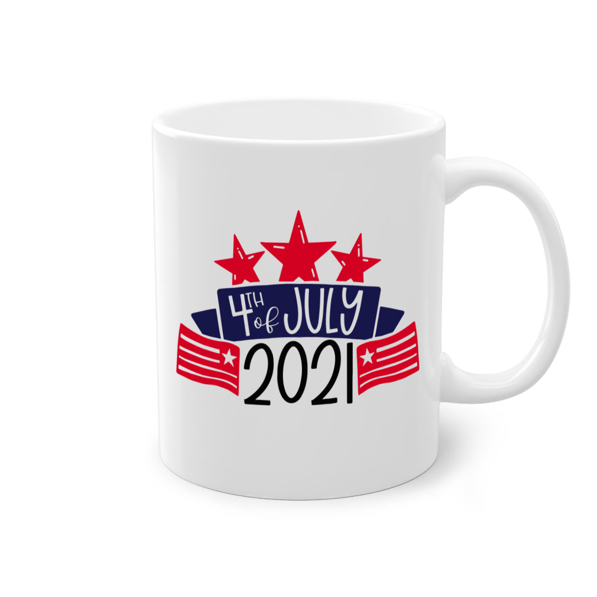 A vibrant two-tone 4th Of July Mug with a glossy finish, featuring a colored handle and interior, available in multiple colors.