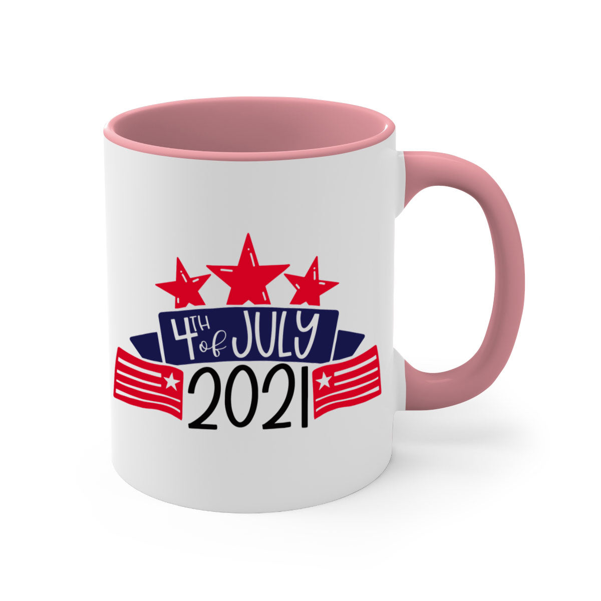 A vibrant two-tone 4th Of July Mug with a glossy finish, featuring a colored handle and interior, available in multiple colors.