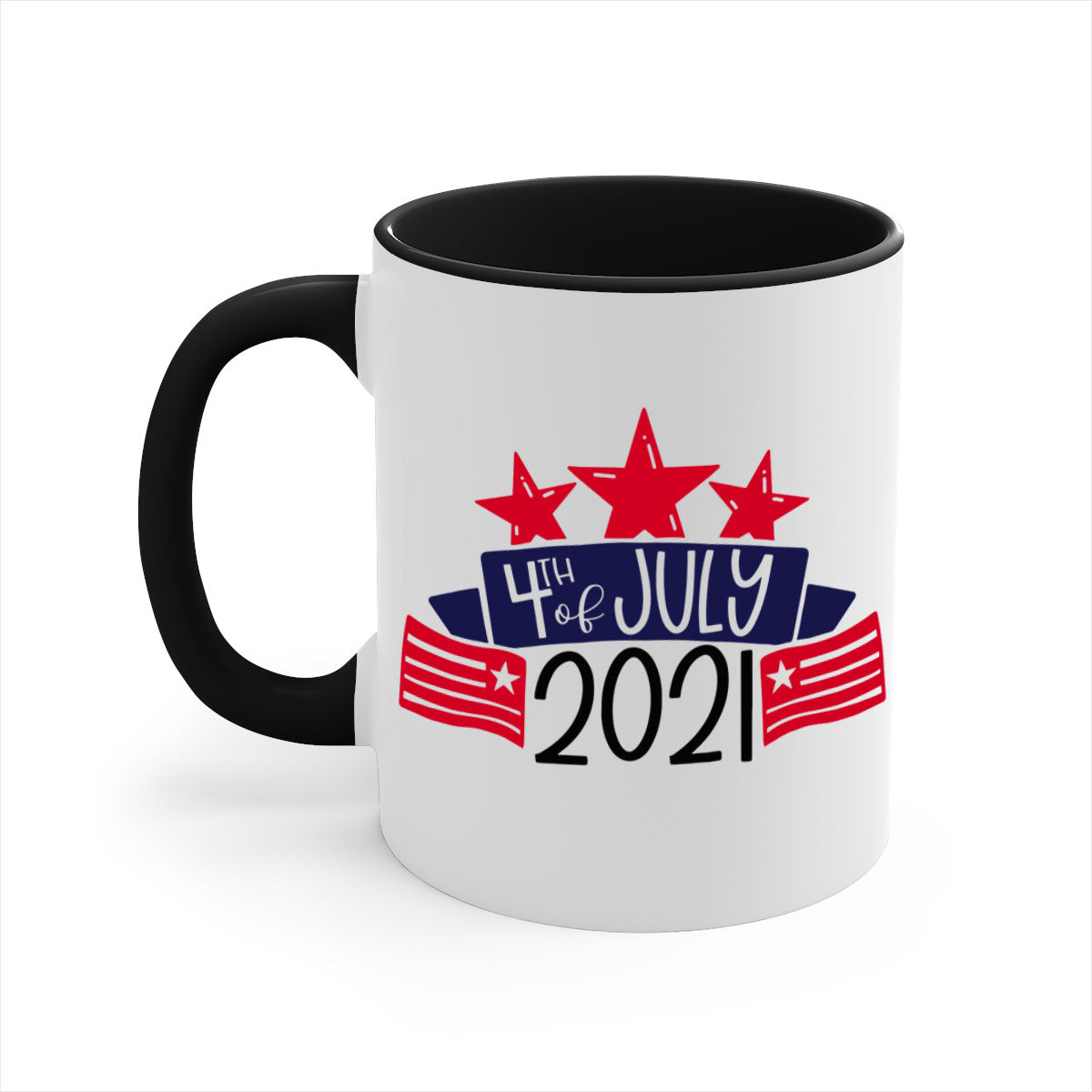 A vibrant two-tone 4th Of July Mug with a glossy finish, featuring a colored handle and interior, available in multiple colors.