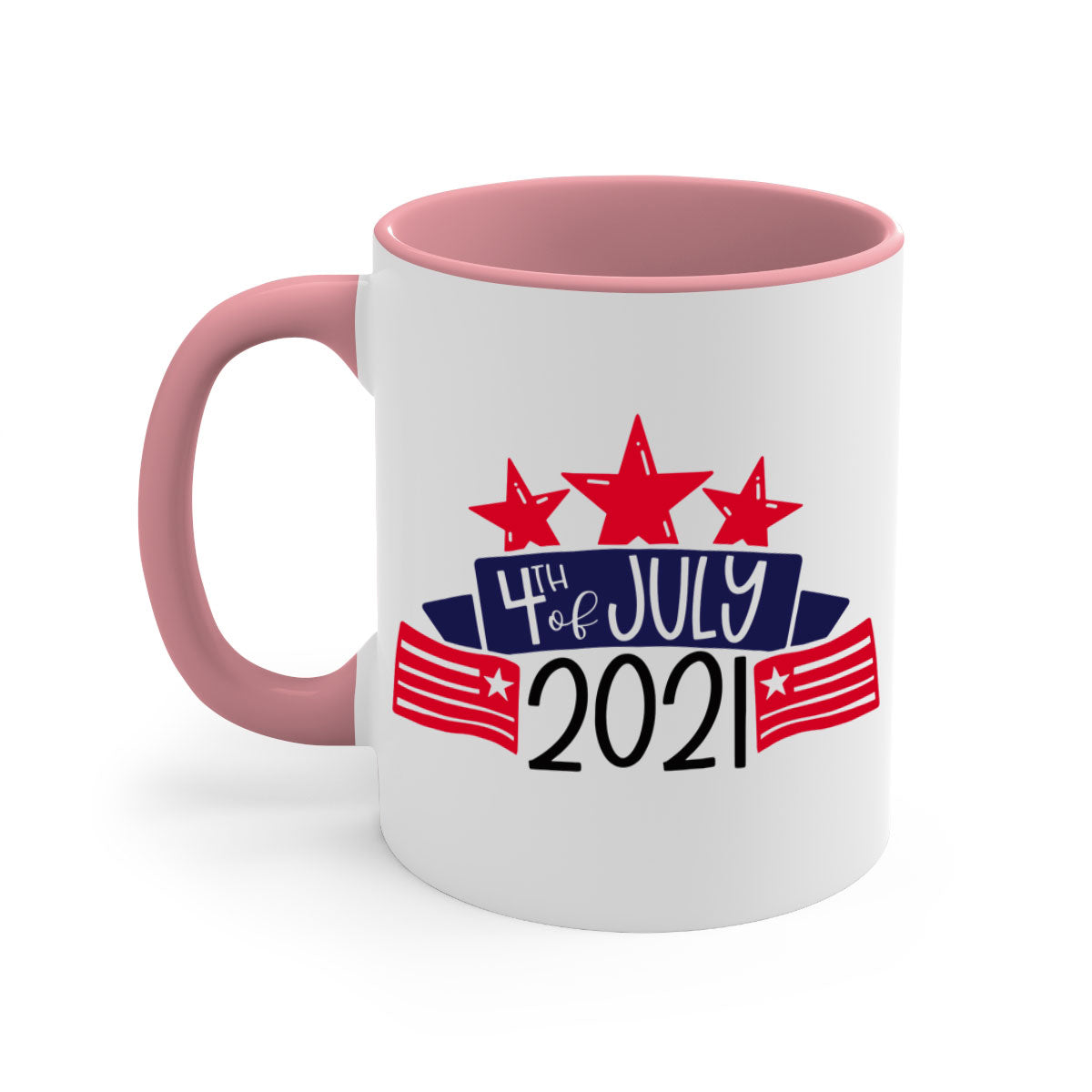 A vibrant two-tone 4th Of July Mug with a glossy finish, featuring a colored handle and interior, available in multiple colors.