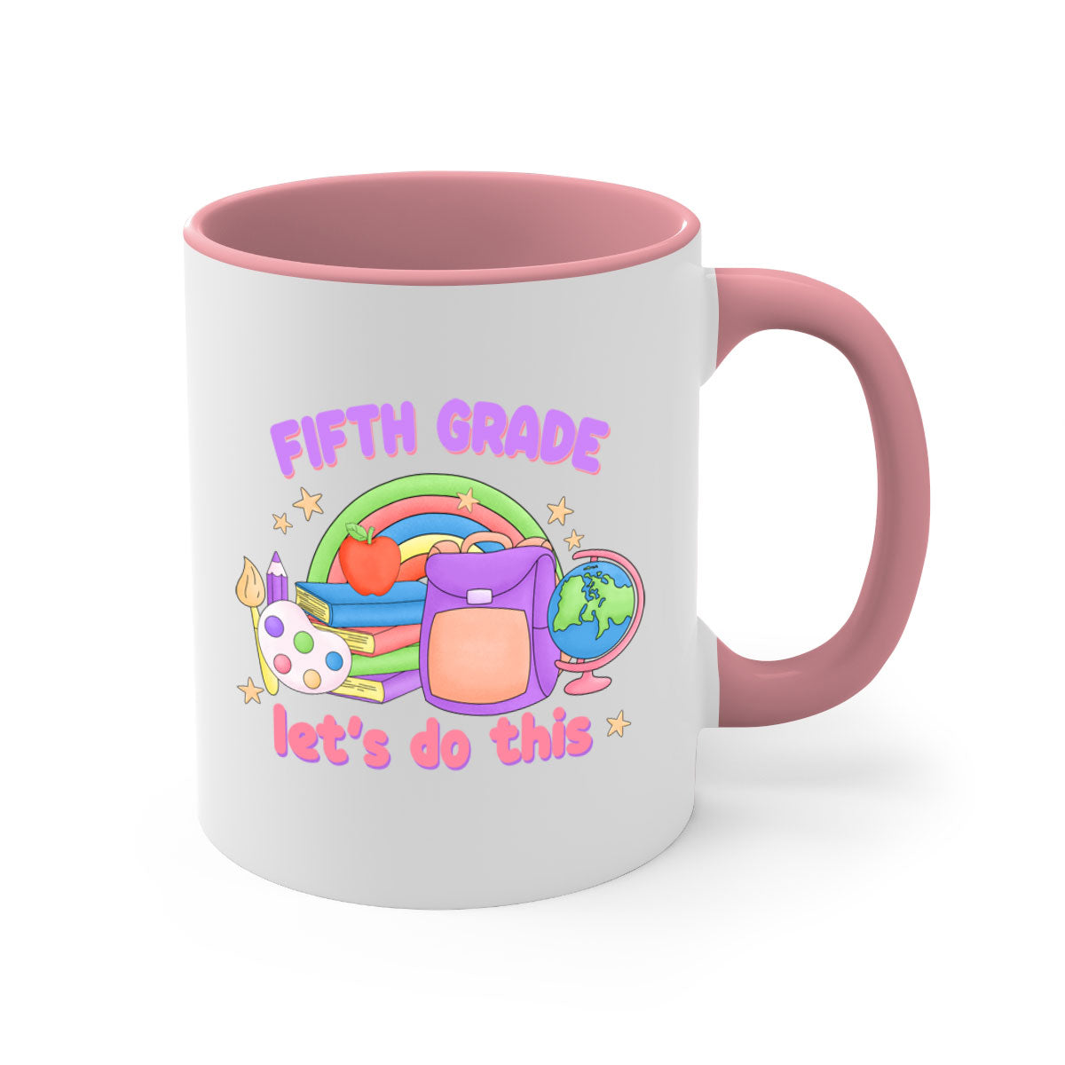A stylish two-tone 5th Grade Lets Do This Mug with a colored handle and glossy finish, available in multiple colors.