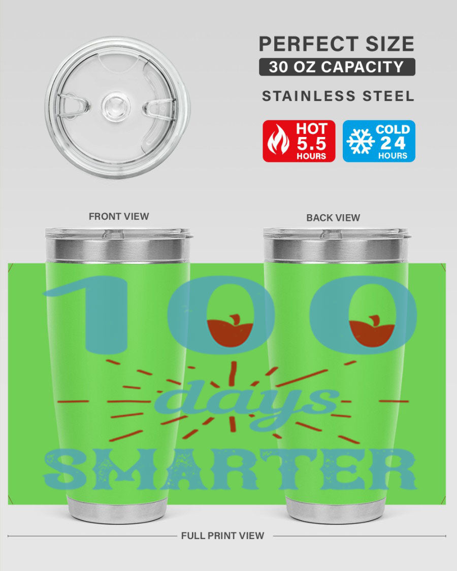 7 Days Smarter 20oz Tumbler in stainless steel with a drink-thru lid, showcasing its sleek design and insulation features.
