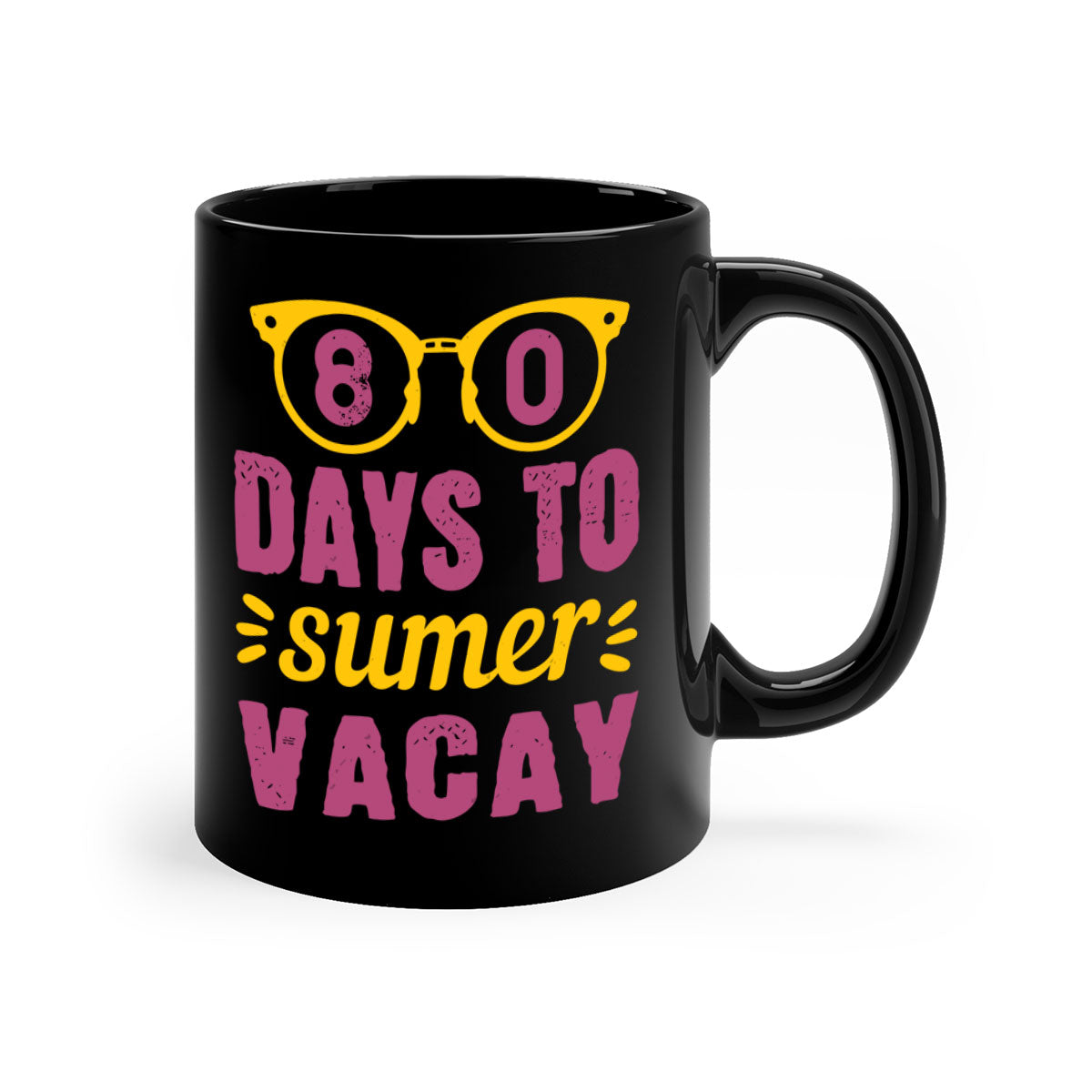 A stylish two-tone coffee mug featuring the phrase '8 Days to Summer Vacay', available in multiple colors with a glossy finish.