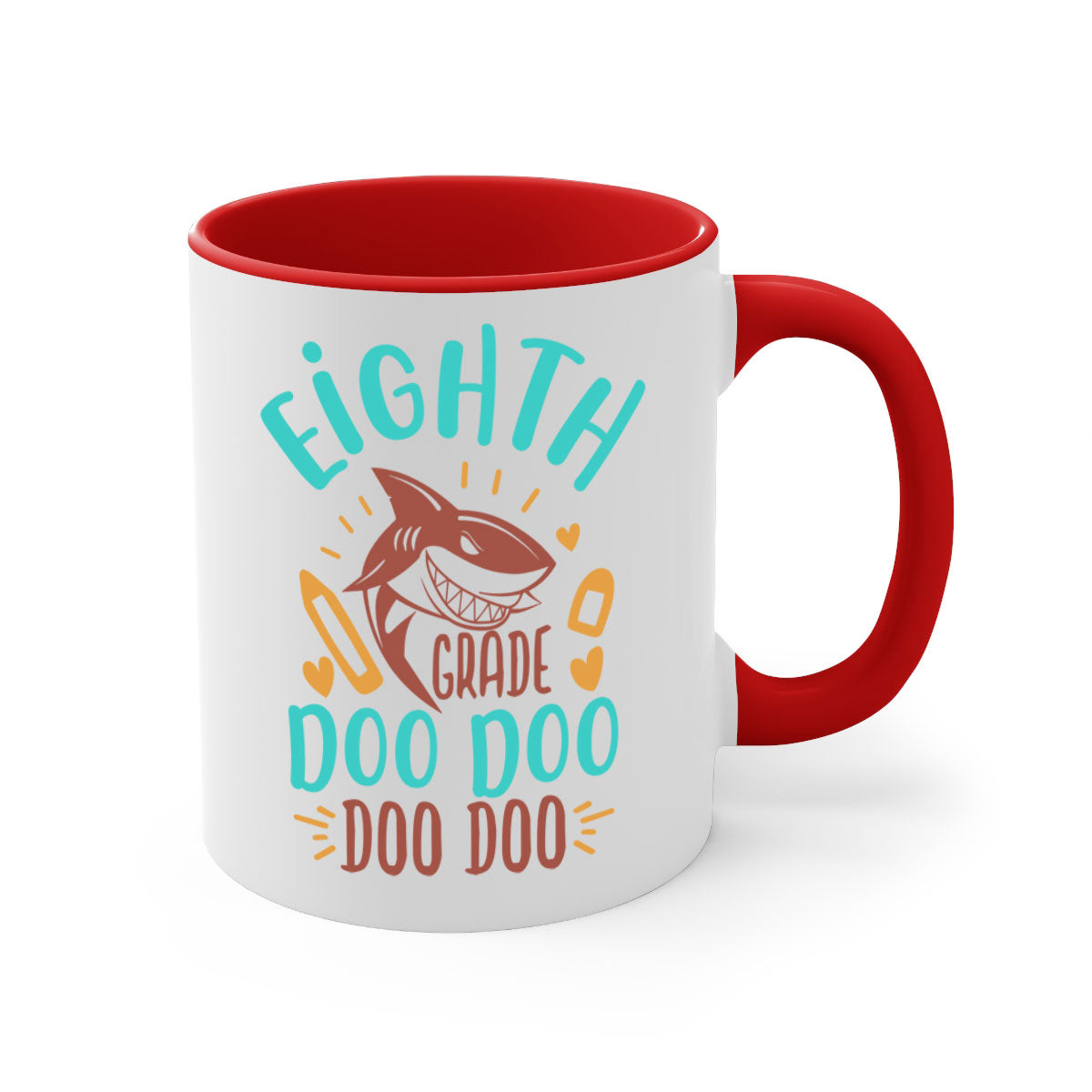 A stylish two-tone 8th grade doo doo mug with a colored handle and glossy finish, available in multiple colors.