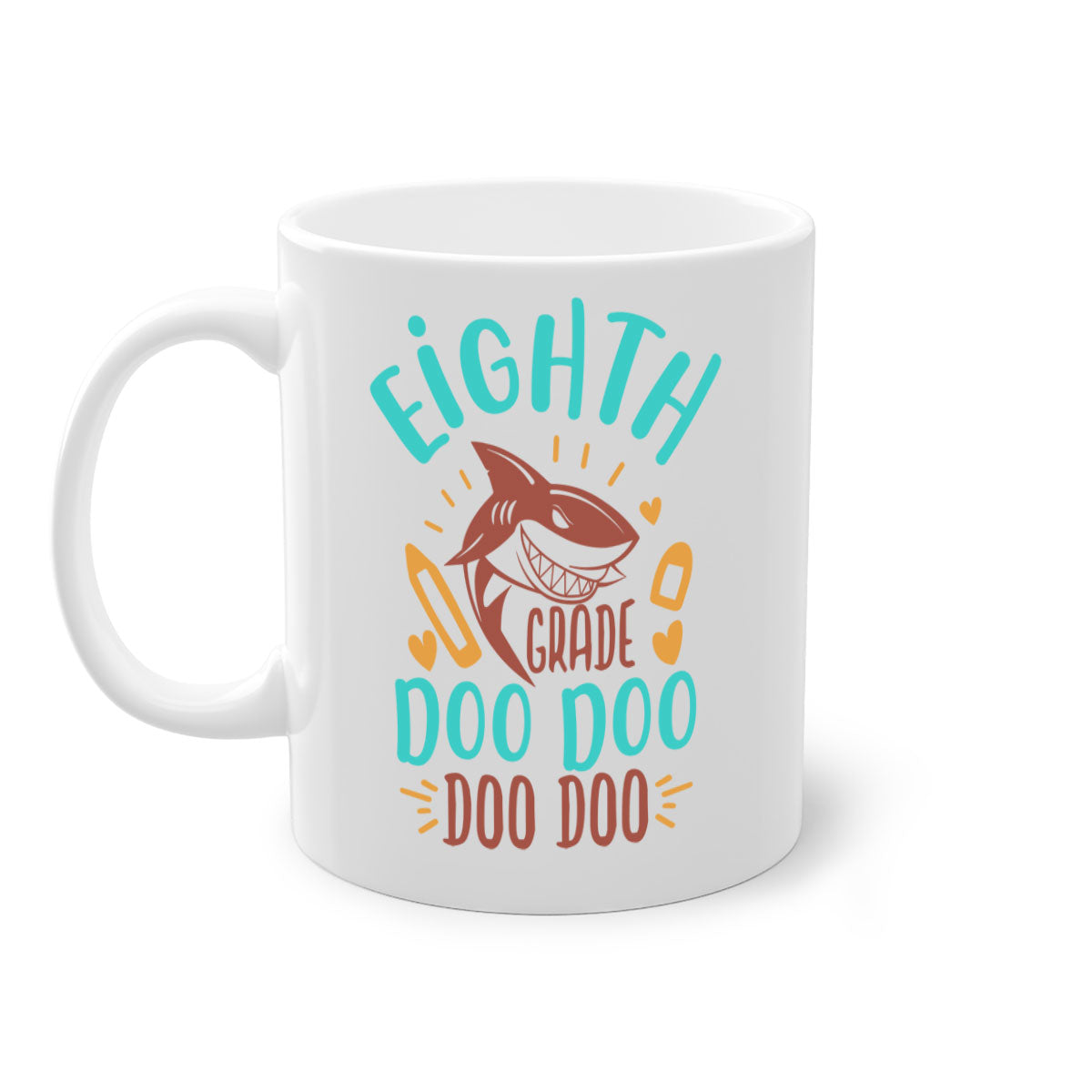 A stylish two-tone 8th grade doo doo mug with a colored handle and glossy finish, available in multiple colors.