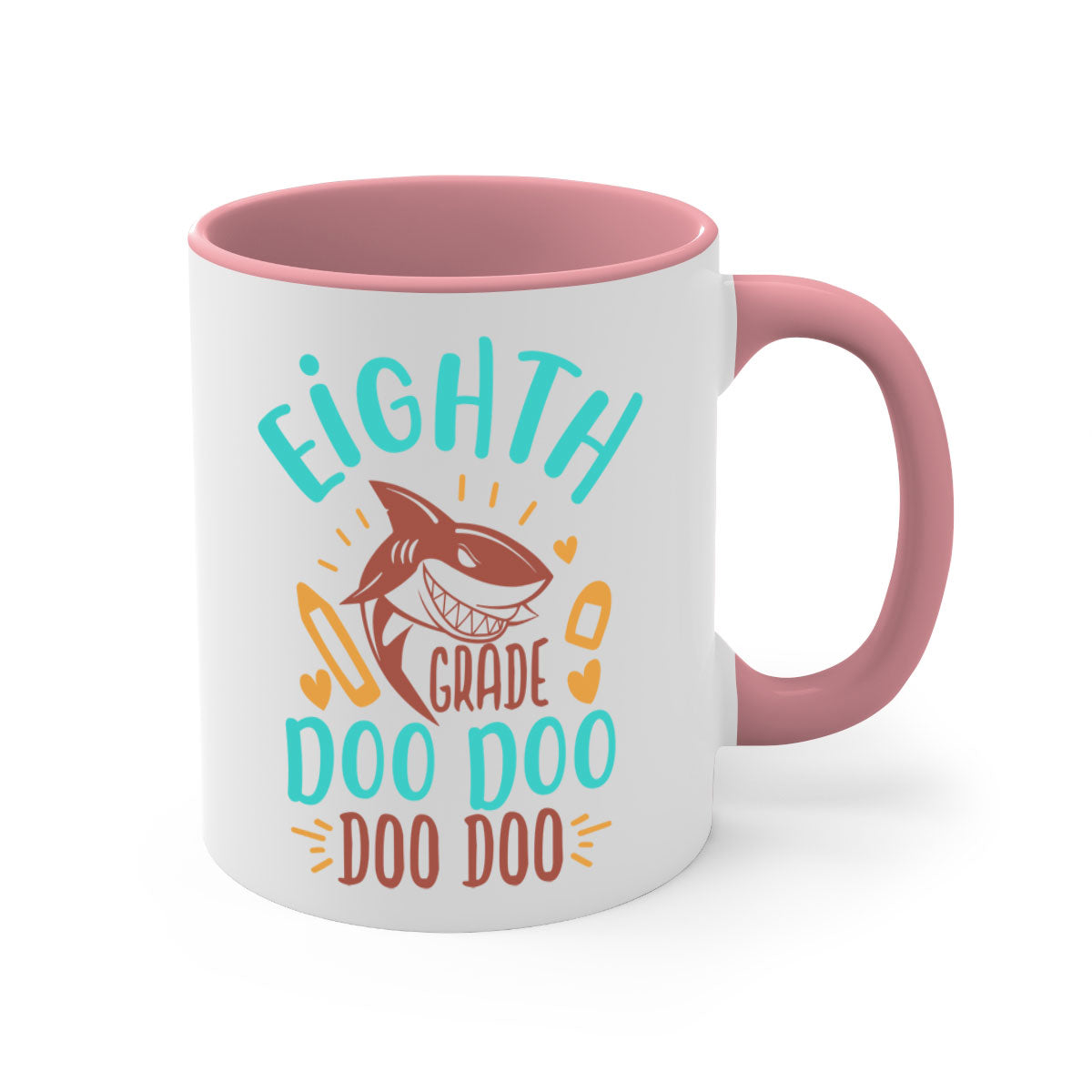 A stylish two-tone 8th grade doo doo mug with a colored handle and glossy finish, available in multiple colors.