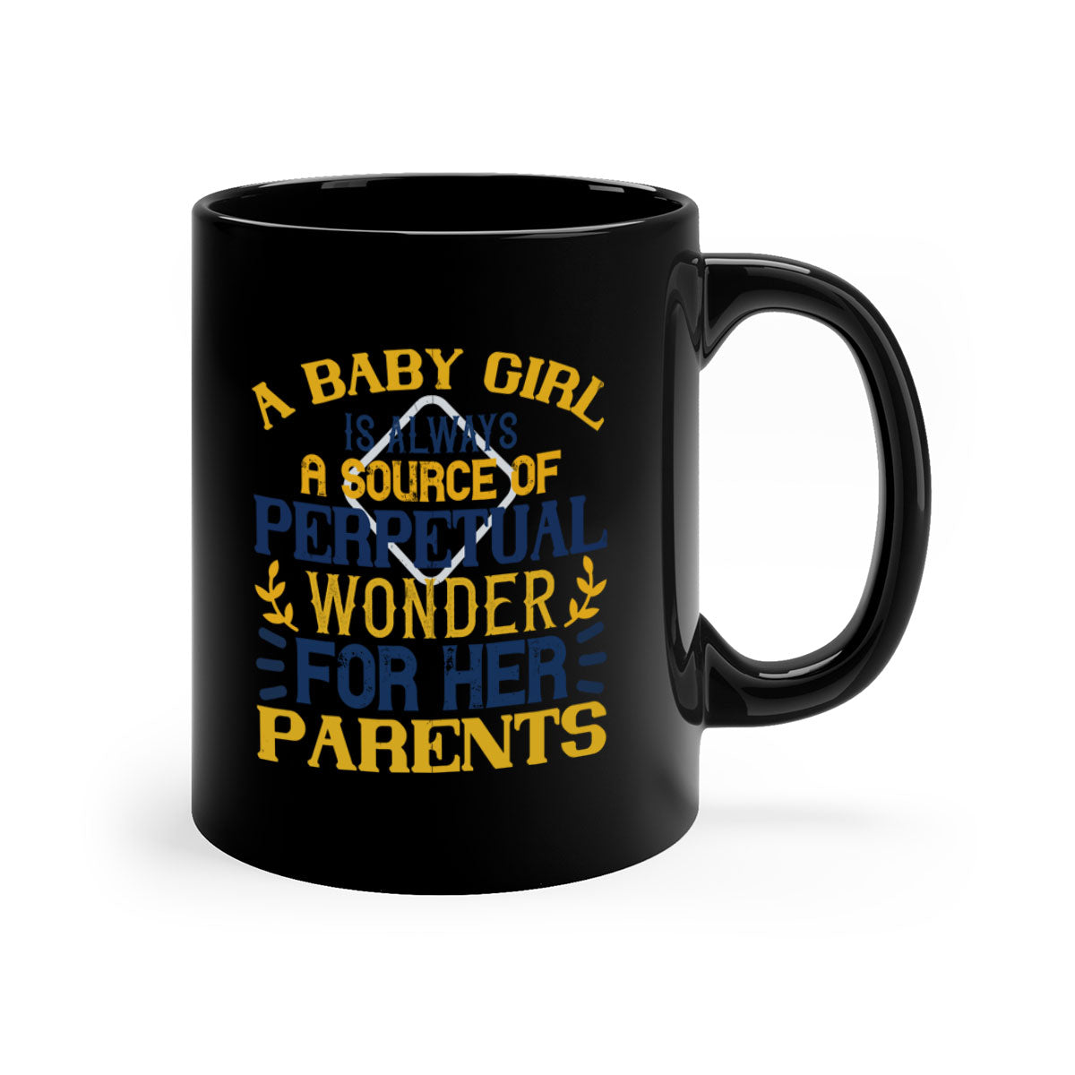 A stylish two-tone coffee mug featuring a colored handle and interior, perfect for celebrating a baby girl.