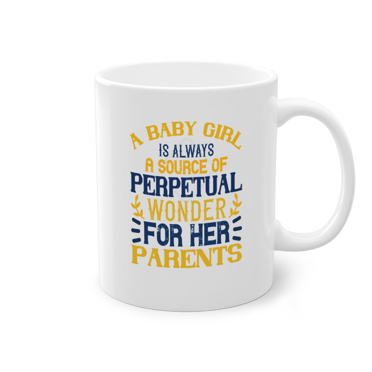 A stylish two-tone coffee mug featuring a colored handle and interior, perfect for celebrating a baby girl.