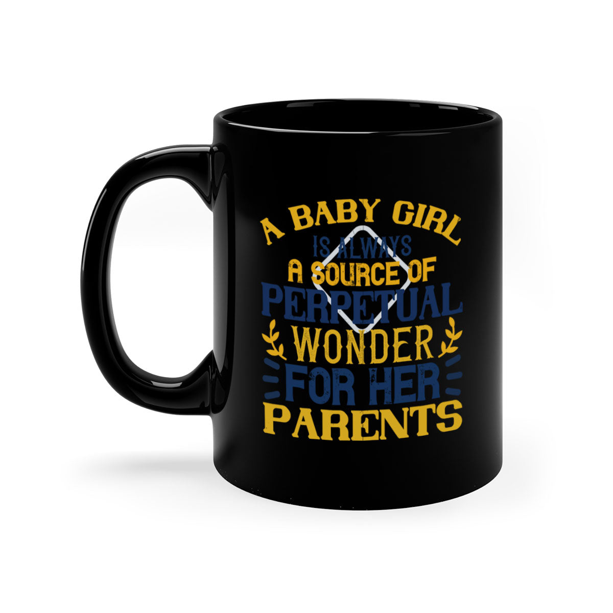 A stylish two-tone coffee mug featuring a colored handle and interior, perfect for celebrating a baby girl.